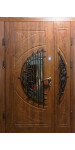 Входная бронированная дверь со стеклом и ковкой, модель «Леванте»