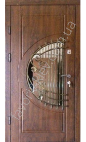 Входная бронированная дверь со стеклопакетом и ковкой, модель «Милена»