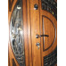 Вуличні полуторні двері «Ілюзіон» з трикамерним склопакетом і куванням, патиновані