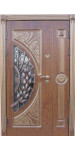 Полуторная бронедверь дверь со стеклопакетом и ковкой, модель «Соната»