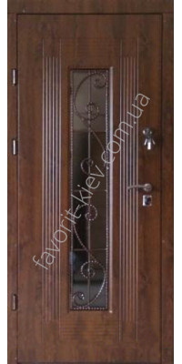 Входная дверь со стеклопакетом и ковкой, модель «Алаверди»