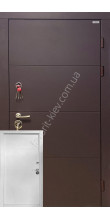 Дверь «Аплот» коричнево-білі металізована эмаль три контури ущільнення терморозрив