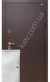 Дверь «Аплот» коричнево-білі металізована эмаль три контури ущільнення терморозрив