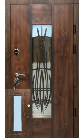 Бронедверь «Диамонд» со стеклопакетом и ковкой, 1.8 мм металл полотна, оцинкованная сталь/мдф