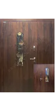 Полуторні вхідні двері зі склом та ковкою «Флора», 1.5 мм сталь
