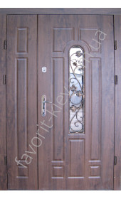 Полуторні вуличні двері «Класік ковка», метал полотна 1.5 мм, товщина полотна 75 мм