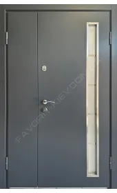 Входная уличная дверь модель «Линкор две створки», металл-мдф