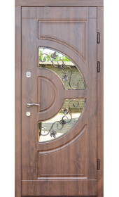 Вхідні вуличні двері модель «Мілан», 1.8 мм сталь, зі склопакетом та куванням