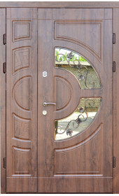 Вхідні вуличні полуторні двері модель «Мілан дві створки», 2 мм сталь, товщина полотна 80 мм