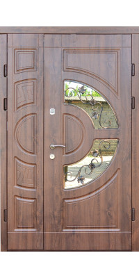 Входная уличная полуторная дверь модель «Милан две створки», 2 мм сталь, толщина полотна 80 мм