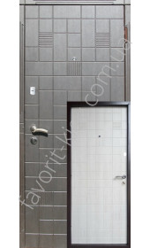Вхідні двері «Перфект», чорно-білі, коробка з чвертю утеплена, товщина полотна 75 мм.