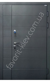 Входная полуторная уличная дверь, серия Премиум+ «Слим три контура», металл полотна 2 мм