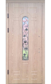 Вхідні вуличні двері зі склом та куванням модель «Весна», 2 мм сталь