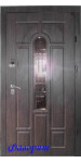 Дверь со стеклопакетом и ковкой на улицу, цвет «венге темный»