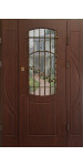 Вуличні тристулкові двері зі склом та куванням модель «Сезар», 2 мм сталь