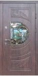 Вхідні броньовані двері, модель «Ваннила» зі склом та ковкою