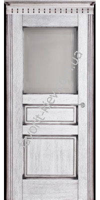 Двери №5-Д ПО (белая патина) со стеклом "Двери Беларусии"