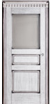 Двери №5-Д ПО (белая патина) со стеклом "Двери Беларусии"