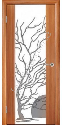Двери Глазго ПО тик, декор Дерево с солнцем "Woodok"