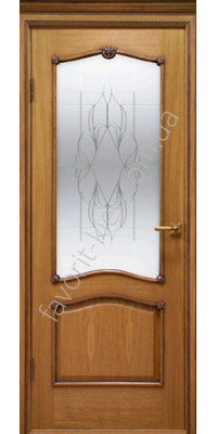 Двери Оникс ПО (янтарь, орех) со стеклом "Двери Беларусии"