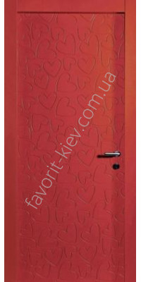 Двери Сердечки ПГ красная эмаль (фрезеровка) "Woodok"