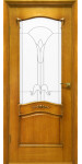 Двери Янтарь ПО (янтарь, орех) со стеклом "Двери Беларусии"