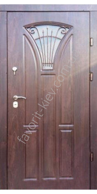 Бронированная дверь со стеклопакетом и ковкой, модель «Олимп»