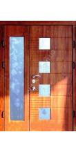 Бронедверь дверь со стеклом и ковкой, модель «Престиж» в золотом дубе